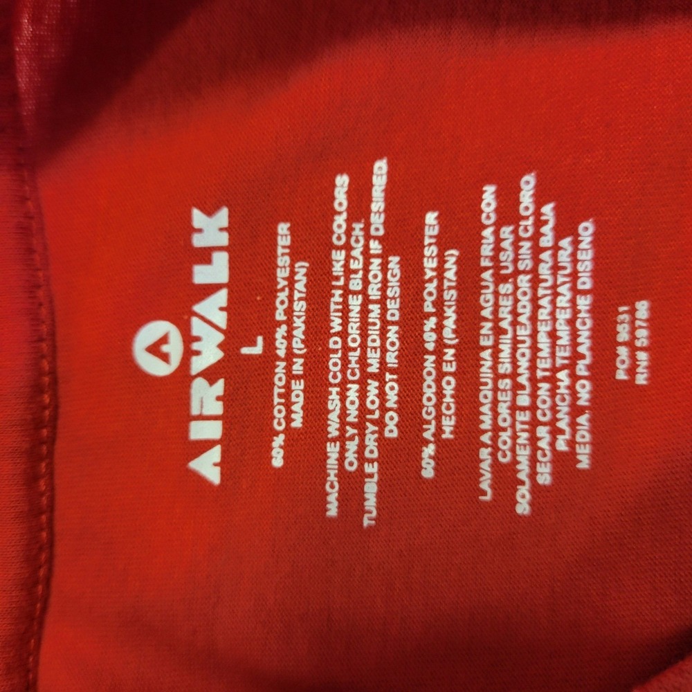 Airwalk Mens Graphic T-Shirt Red Large Short Sleeve Skate Logo Tee Cotton Blend - Picture 6 of 7